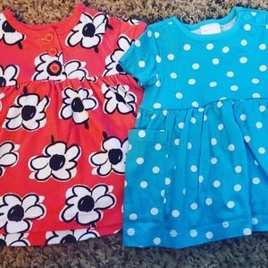 Lot of two Hanna Andersson Short Sleeve Baby Dresses, size 3-6mo